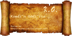 Komán Odília névjegykártya